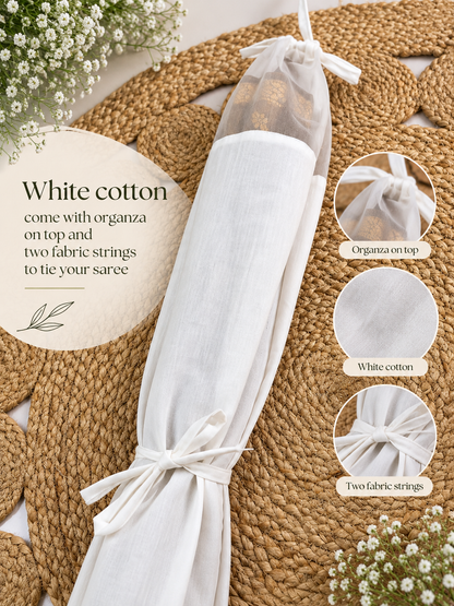 ShreeyasIndia Cotton Saree Cover with Organza | Pack of 3 & 6