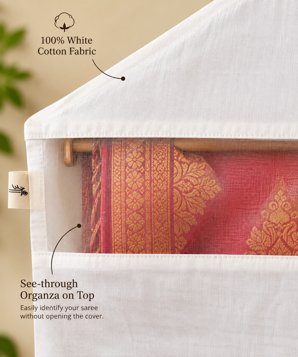 Shreeyas India Cotton Saree Covers with Organza and zipper compartment - Pack of 6|12