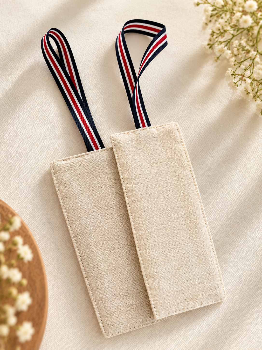 Multi-purpose canvas tags with ribbon loops for bookmarks, luggage tags and DIY crafts