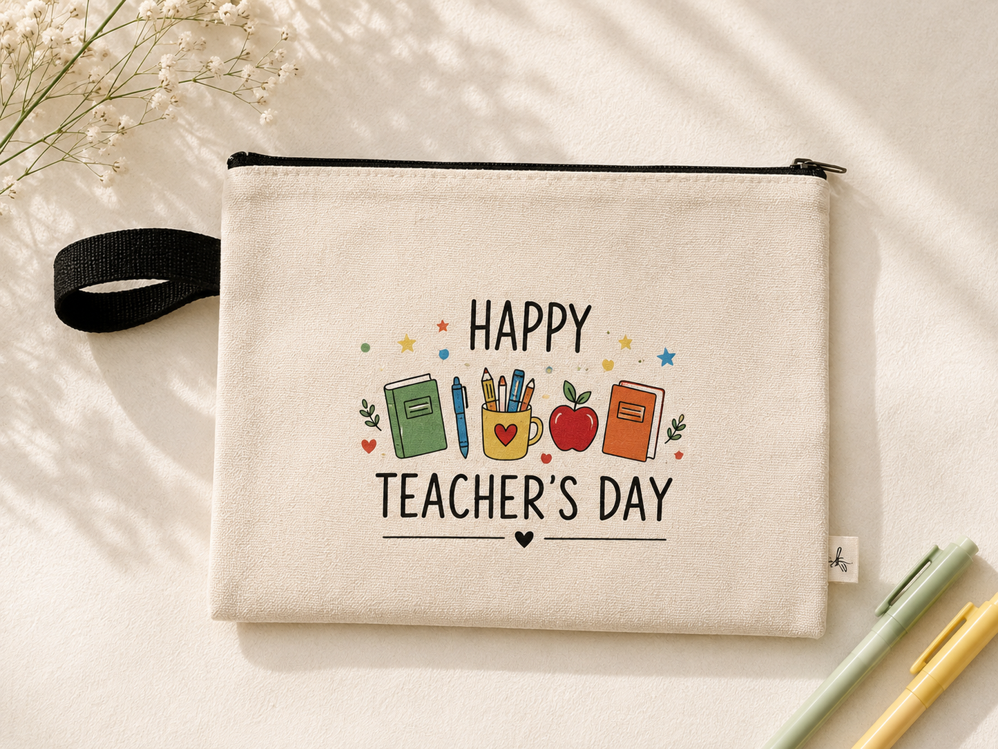 Eco-Friendly Teacher's Day Multi-coloured Flat Canvas Pouch - Pack of 10/30