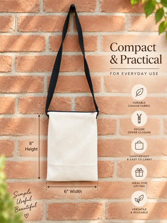 Plain Canvas Zipper Sling Bags - pack of 10/30/50