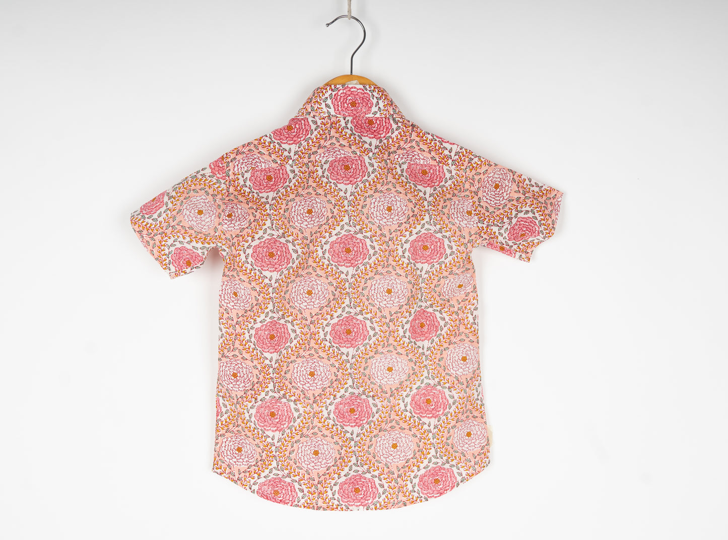 Floral Pink print half sleeves collar shirt - Size 0-12