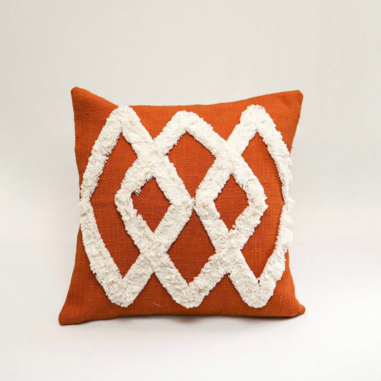 Rust Cushion Cover with white embroidery