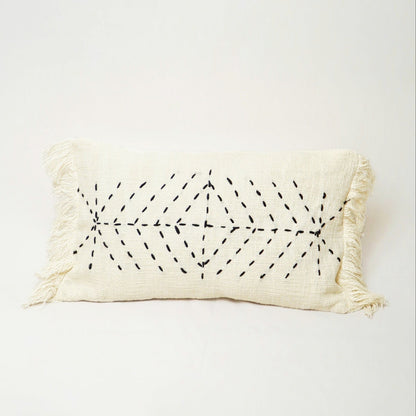 Black Hand Stitch Kantha Cushion Cover