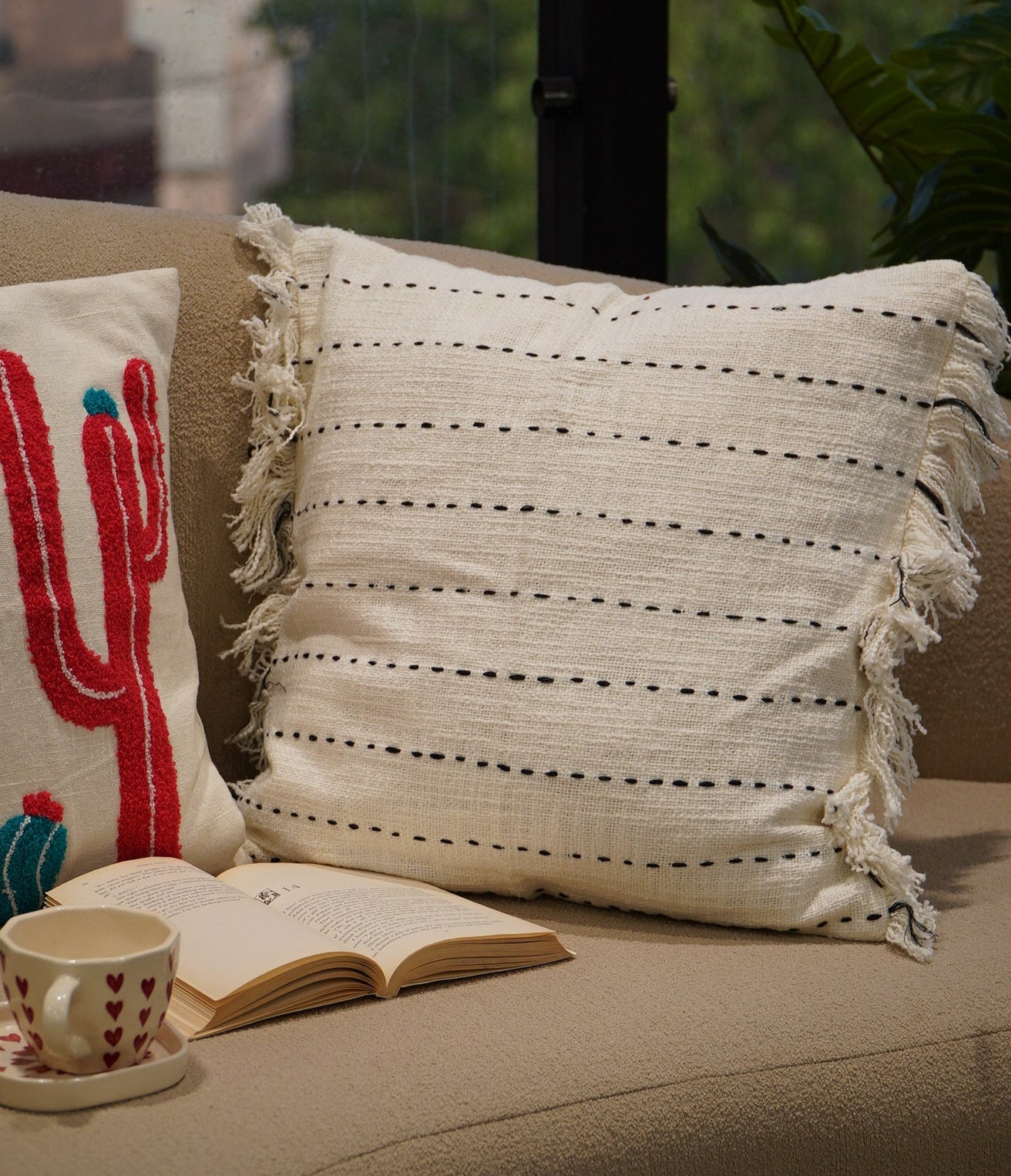 Hand Stitch Kantha All Over Cushion Cover