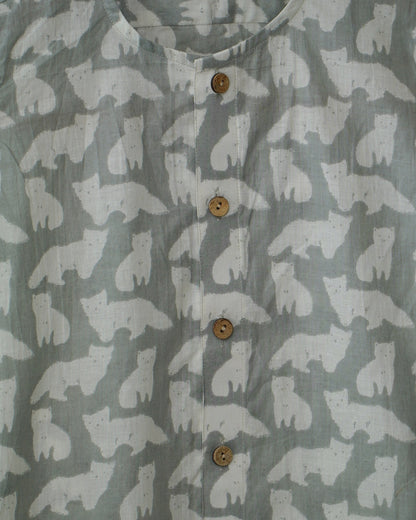 Snowtail – Grey & White Fox Print Boys' Shirt