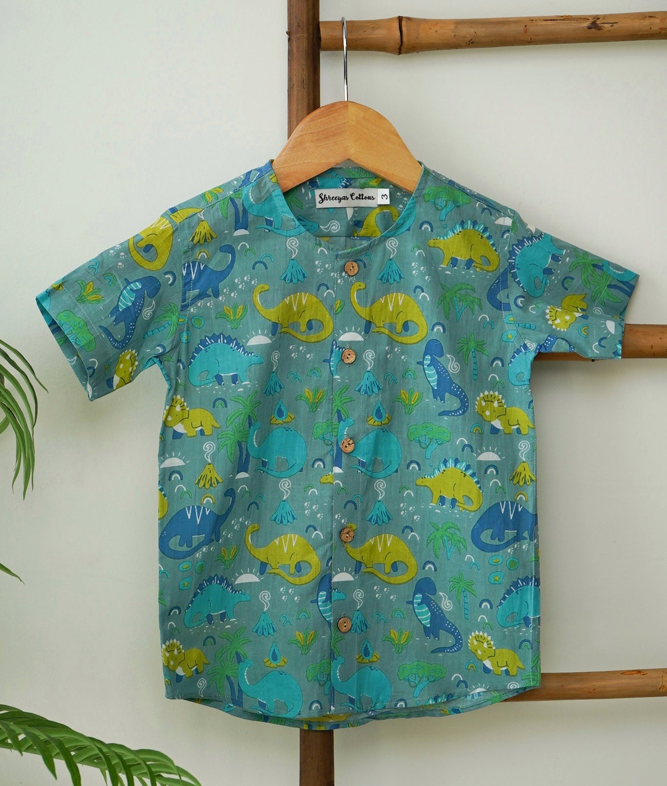 Dino Drift – Boys Aqua Shirt