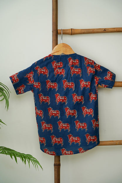 Mountain Moo – Quirky Swiss Cow Boys' Shirt