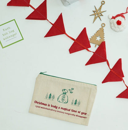 Christmas Canvas zipper pouches for everyone - Assorted Pack of 2/6/12