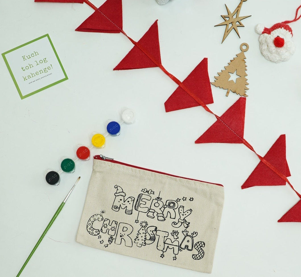 Multi-purpose Christmas Canvas Zipper pouch - Pack of 6/10/30/50