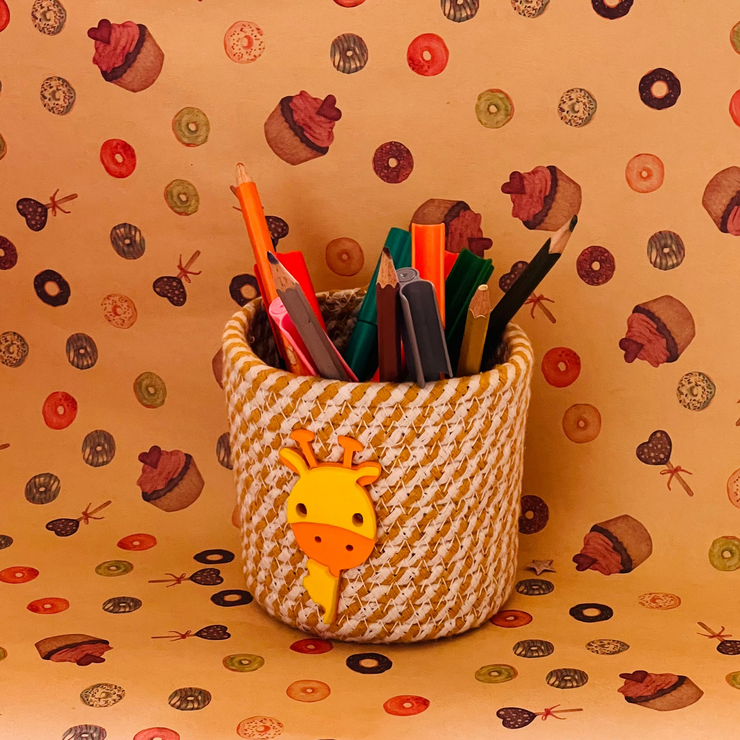 Jute dori basket in giraffe theme