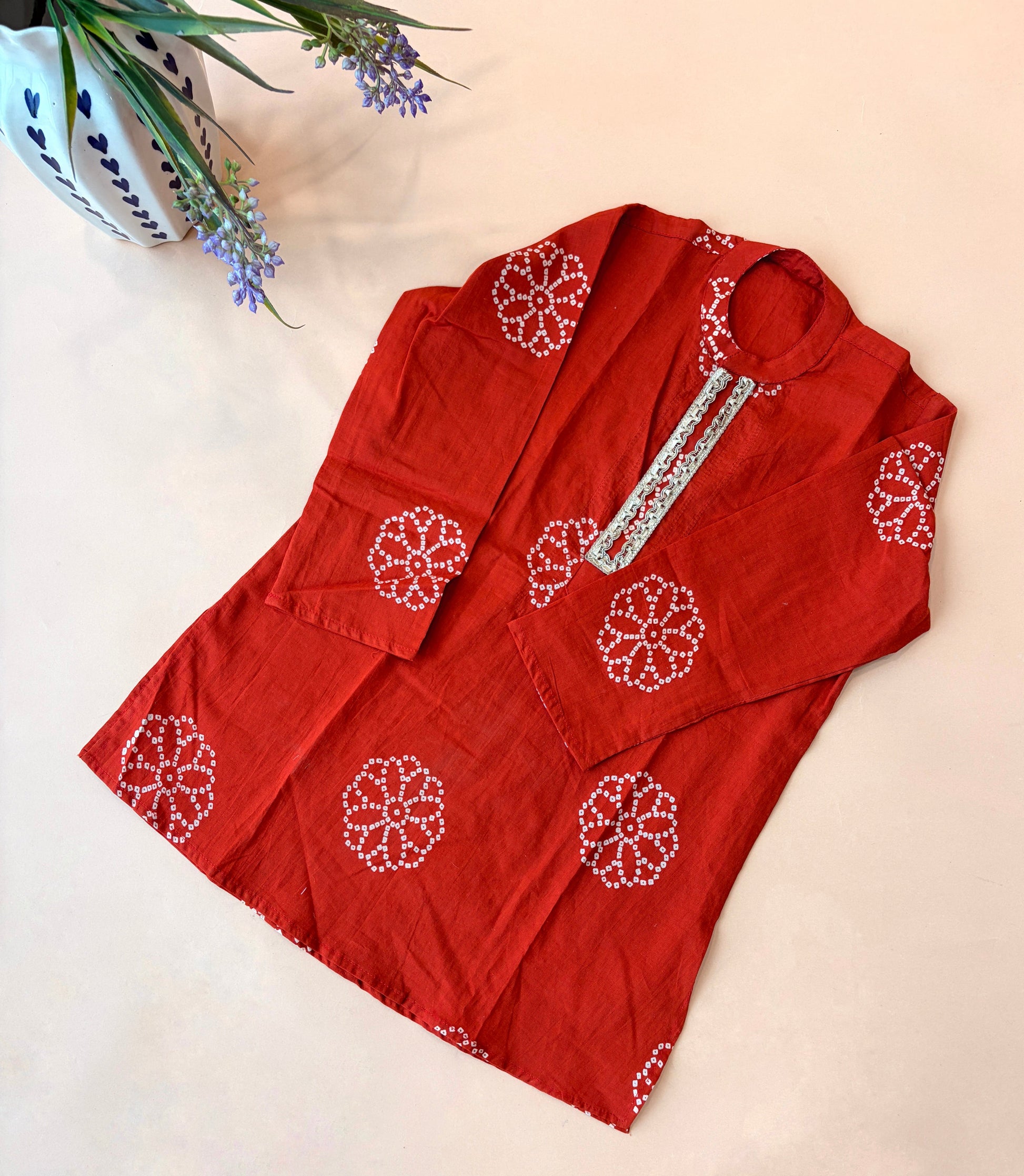 Rust bhandhani kurta pyzama