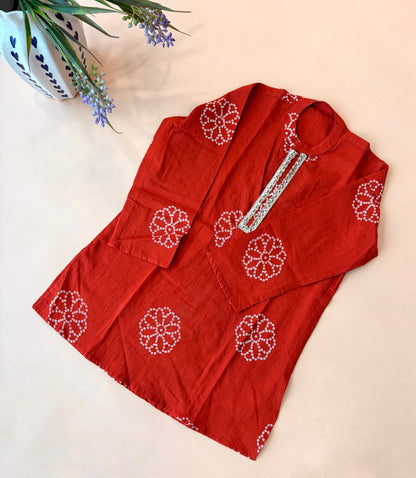 Rust bhandhani kurta pyzama