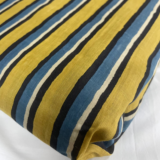 Bold Yellow Stripe Cotton Fabric