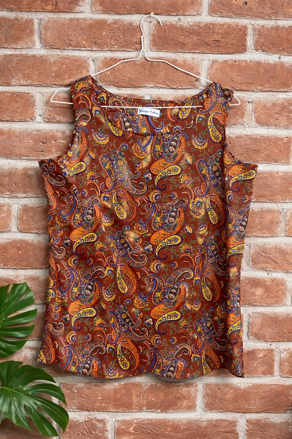 Rust Paisley Sleeveless Cotton Top