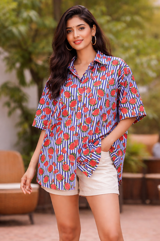 Water Melon Print Oversized Baggy Shirt