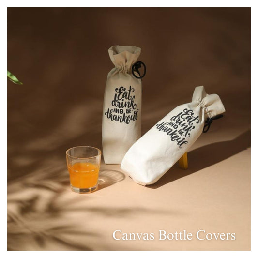 Eco-Friendly Natural Canvas Bottle Covers – Sustainable Gift Packaging (Pack of 2/6)