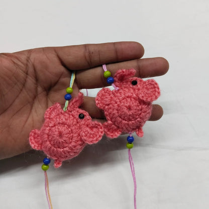 Handmade Crochet Cute Elephant Rakhi