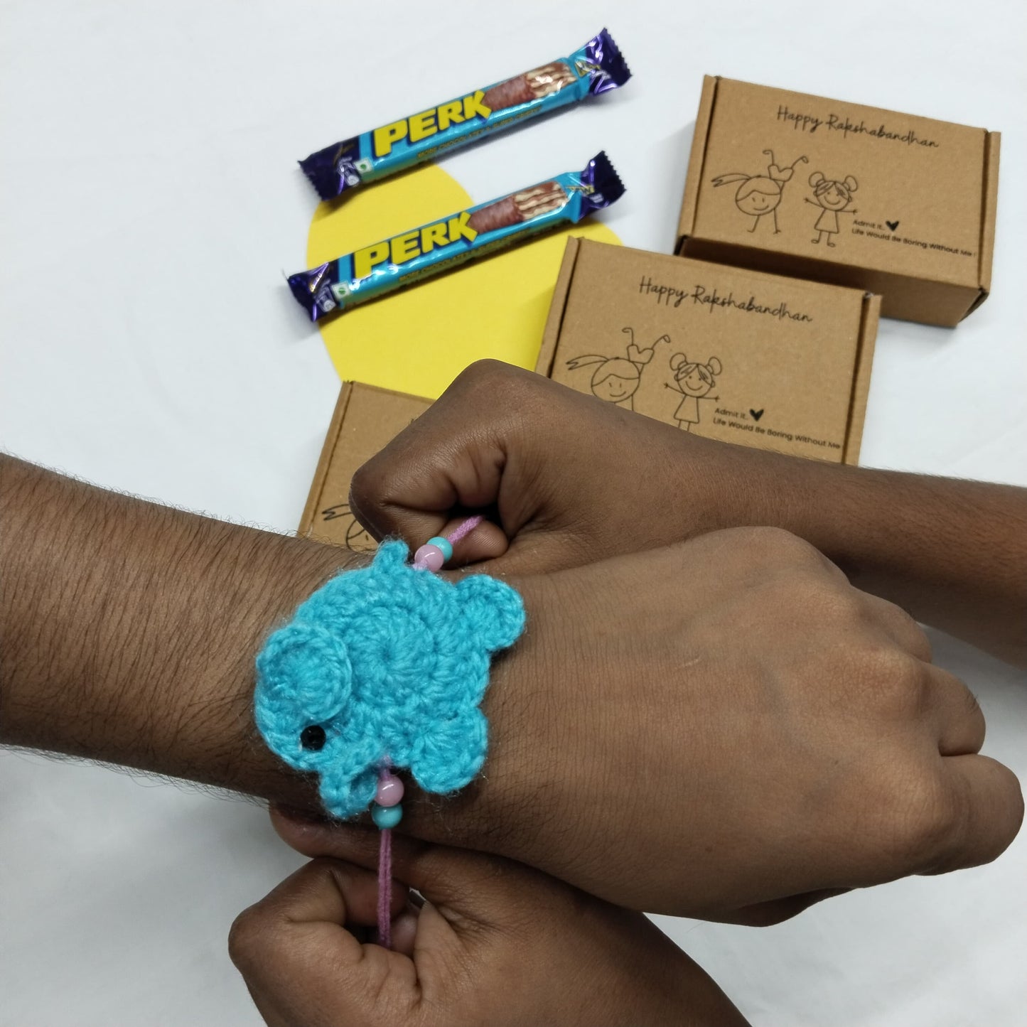 Handmade Crochet Cute Elephant Rakhi