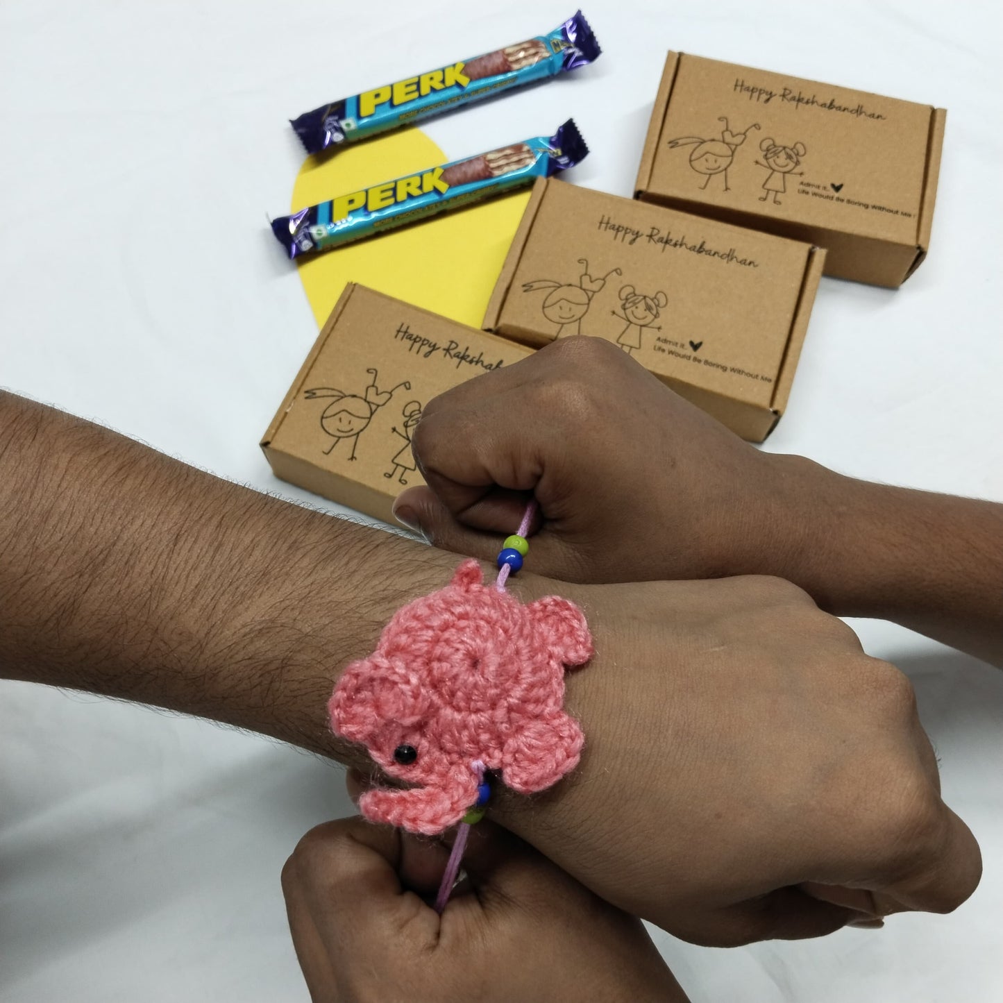 Handmade Crochet Cute Elephant Rakhi