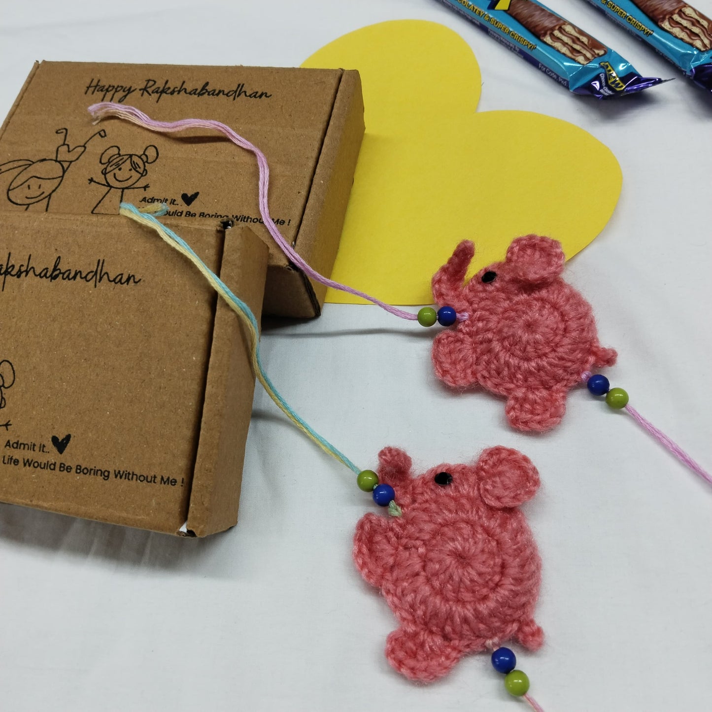 Handmade Crochet Cute Elephant Rakhi