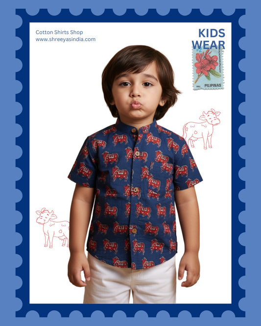 Mountain Moo – Quirky Swiss Cow Boys' Shirt