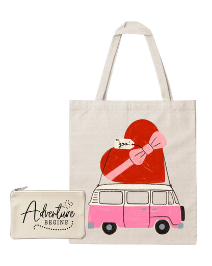 Valentine’s Day Eco-Friendly Canvas Tote Bag and a pouch Combo