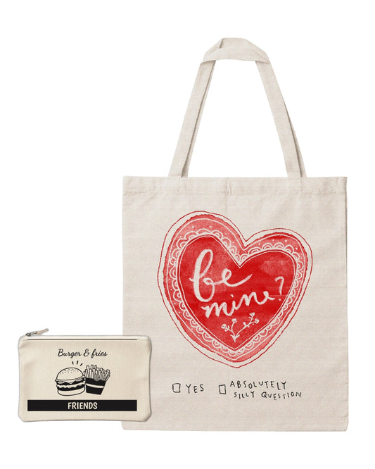 Valentine’s Day Eco-Friendly Canvas Tote Bag and a pouch Combo