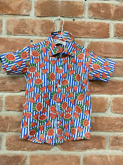 Boys Watermelon Print Cotton Shirt - 0–7 Years