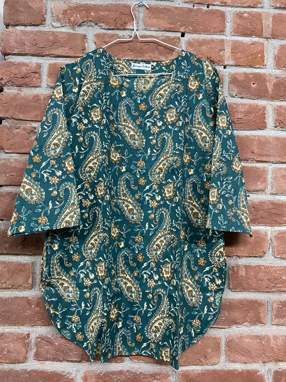 Paisley printed green colour kurti