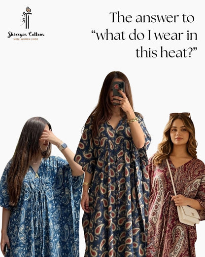 Paisley Print Cotton Kaftaan for Women