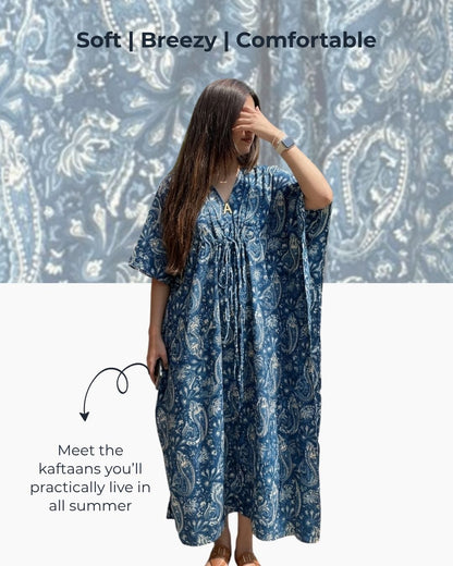 Paisley Print Cotton Kaftaan for Women