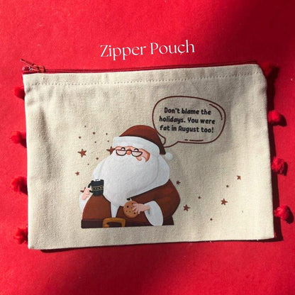 Digital print Christmas Canvas zipper pouches - Pack of 6/12/24