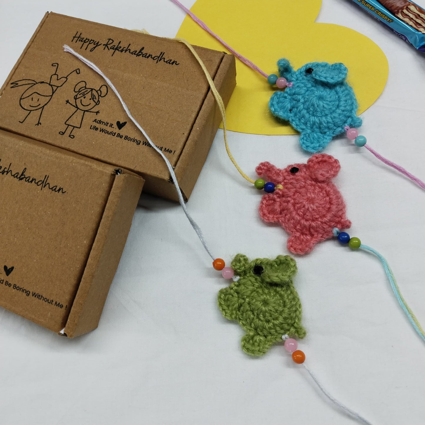 Handmade Crochet Cute Elephant Rakhi