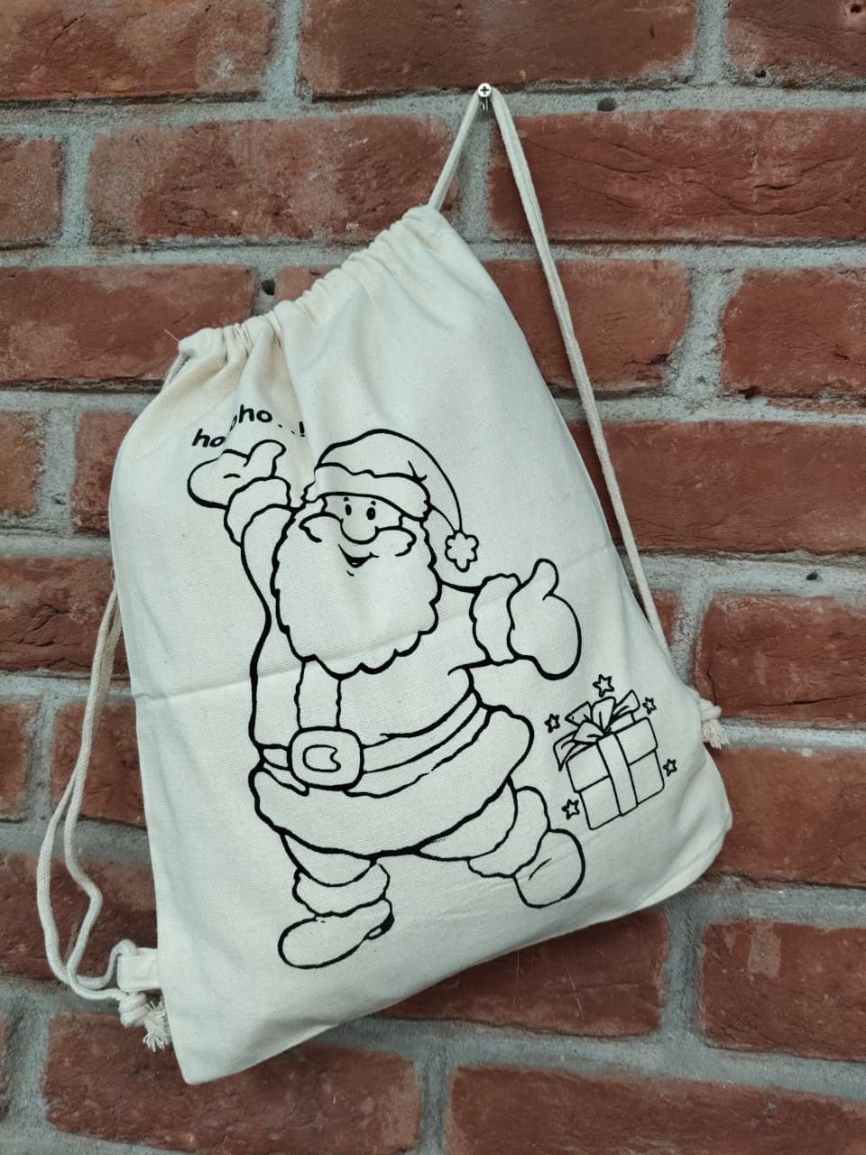 Eco-Friendly Santa Canvas Backpack – 100% Cotton & Ready to Paint - Pack of 6/12/24