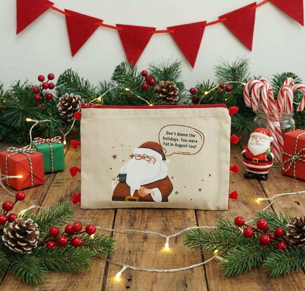 Christmas Canvas zipper pouches in quirky prints - Pack of 6