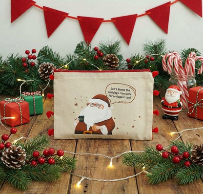 Christmas Canvas zipper pouches in quirky prints - Pack of 6