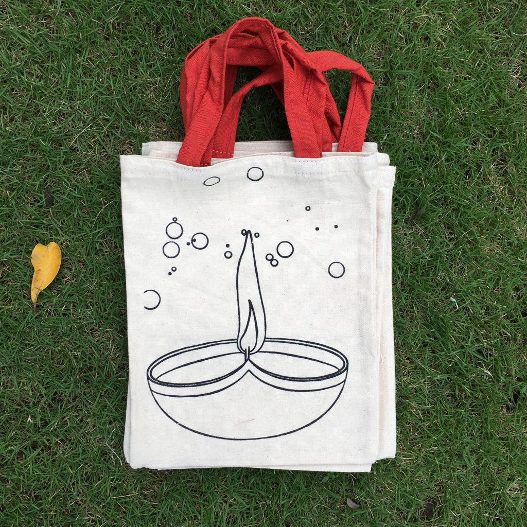 Deepawali themed Canvas goodie Bags - small size - Pack of 20