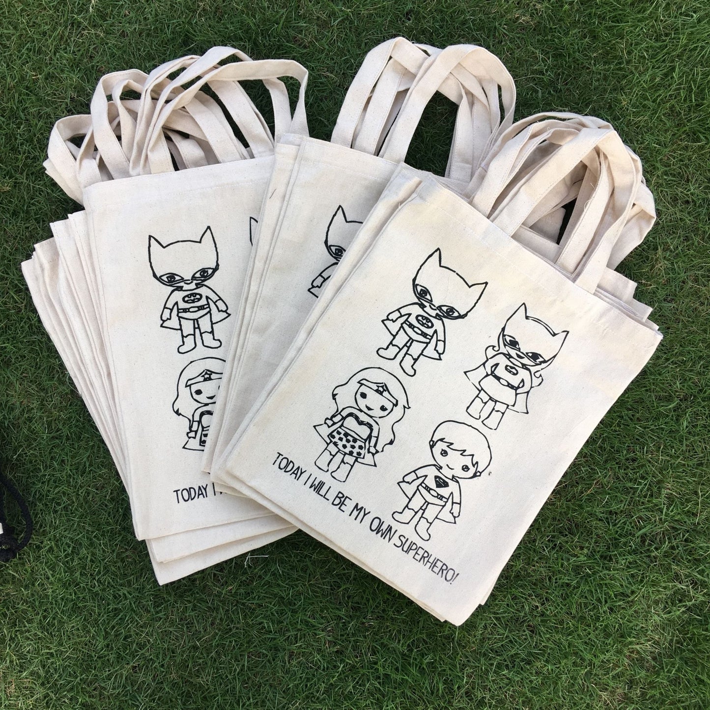 Canvas Goodie Bags - Superhero theme, Pack of 30.