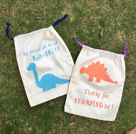 Cotton Goodie Bags - Dinosaur - Pack of 30